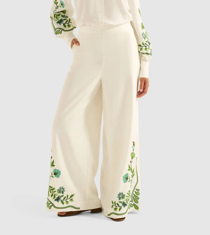 forever new Rosalia Embroidered Wide Leg Pant